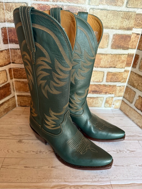 Tecovas Shoes - Tecovas Teal Green Embroidered Leather Heeled Cowboy Boots